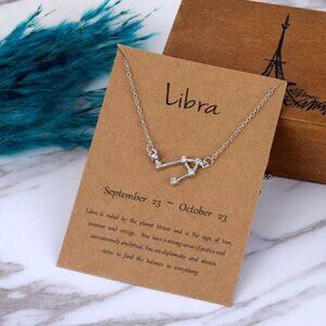 🎉 New Libra Zodiac Sign Silver Plated Necklace